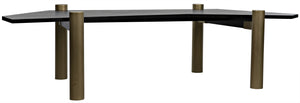 Tabu Ebony Walnut Coffee Table with Antique Brass-Finished Legs