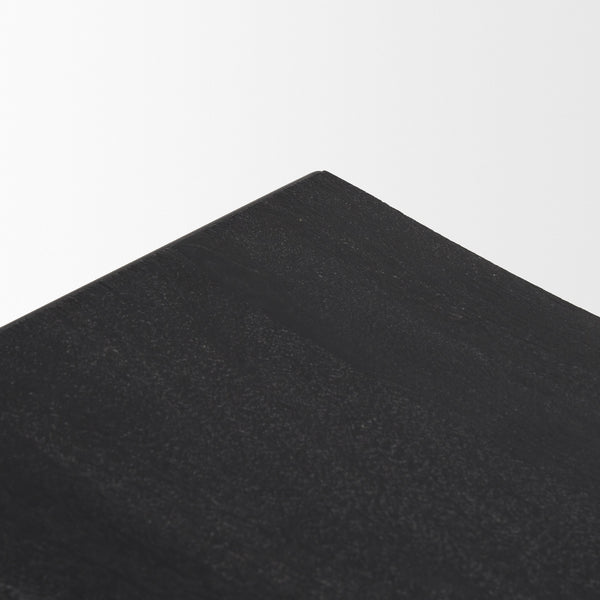 Taniel Textured Black Wood w/ Black Metal Stool
