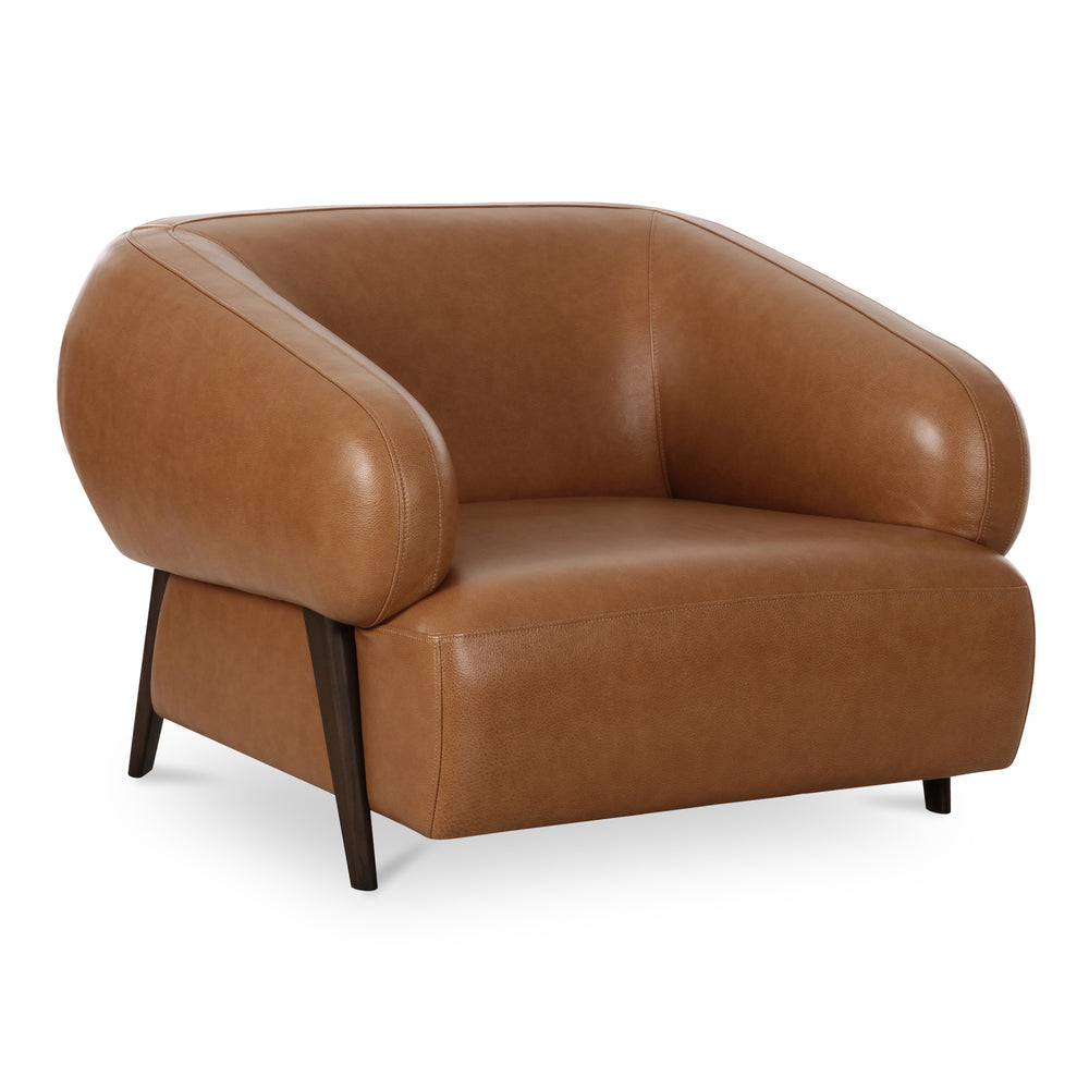 Devlin Lounge Chair in Tan Leather with Ash Legs