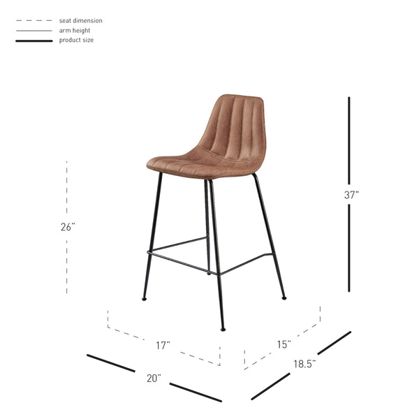 Robert KD PU Counter Stool, Umber Brown