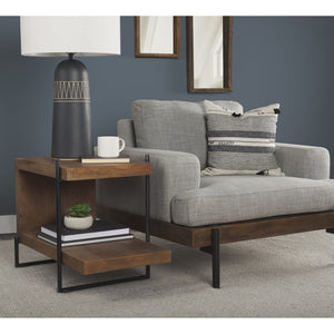Colburne I Gray Fabric W/ Wood and Iron Frame Accent Chair