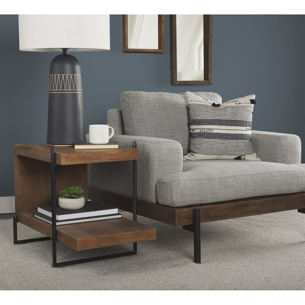 Colburne I Gray Fabric W/ Wood and Iron Frame Accent Chair
