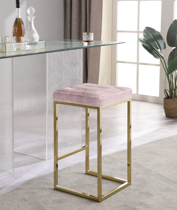 Pearl Stool In Pink Velvet