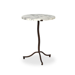 Sophie End Table in Veined White Marble