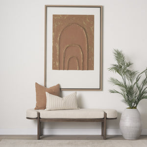 Sohan Dark Elm Wood w/ Oatmeal Fabric Bench
