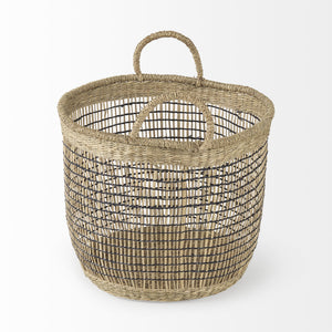 Triopas 15.7L x 15.7W x 13.4H (Set of 3) Medium Brown Seagrass Round Basket W/ Handles