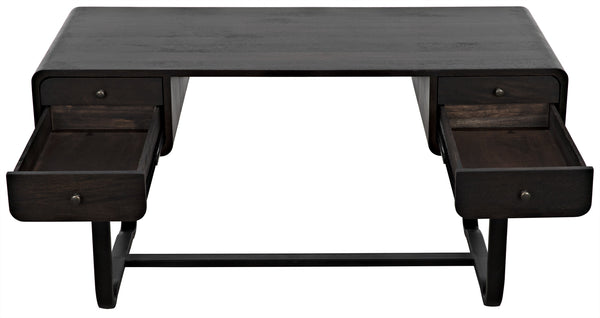 Voltes Ebony Walnut Desk with Matte Black Industrial Steel Base
