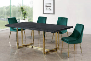 Lynette Dining Chair In Green Velvet