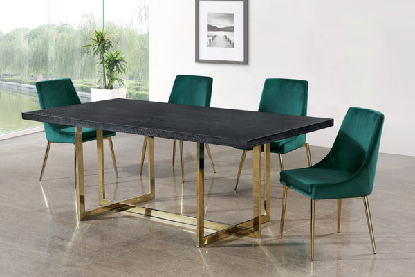 Lynette Dining Chair In Green Velvet