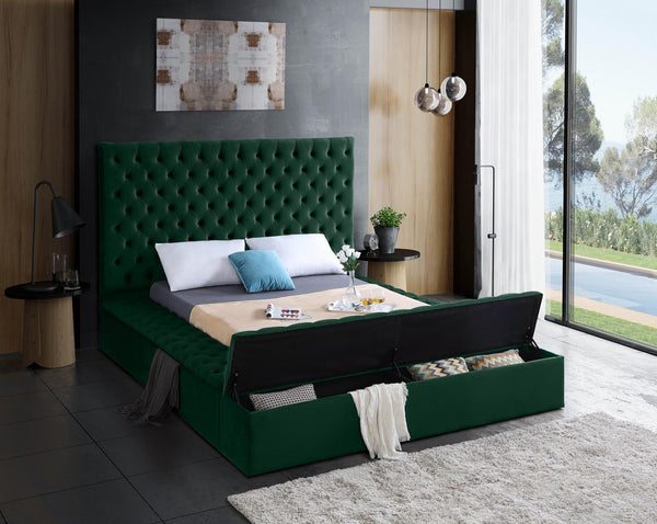 Randal Queen Bed In Green Velvet