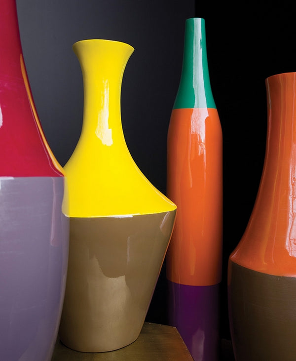 Bottle Vase,Grn/Or/Pur31.5"H