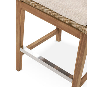 Valerie Outdoor Counter Stool in Teak and Olefin