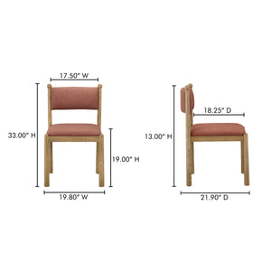 Moe's Villetta Dining Chair Set of 2 in Deep Pink