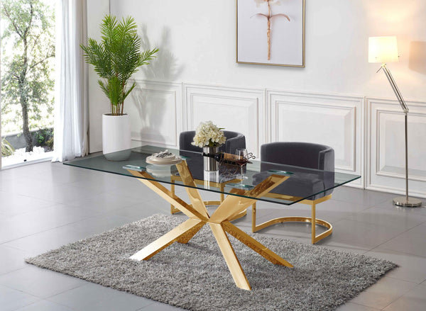 Donna Dining Chair In Grey Velvet and Gold