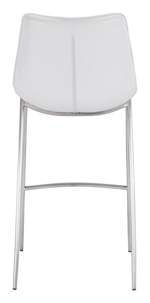 Magnus Barstool (Set of 2) White & Silver