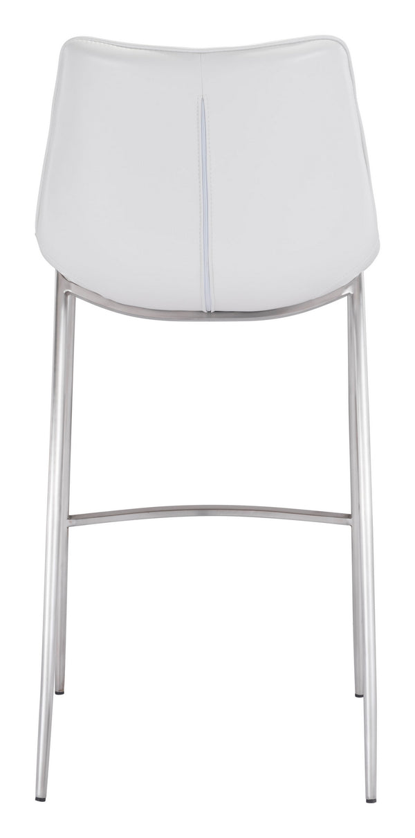 Magnus Barstool (Set of 2) White & Silver
