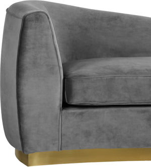 Crystal Chaise In Grey Velvet and Gold