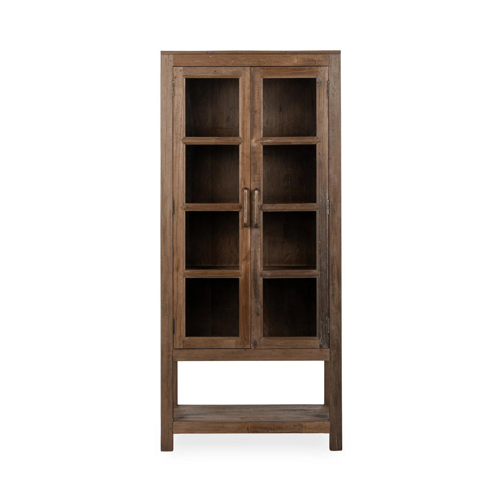 Kharga Reclaimed Wood Tall Cabinet with Glass Doors