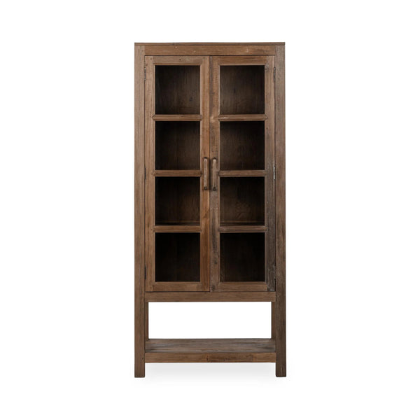 Kharga Reclaimed Wood Tall Cabinet with Glass Doors