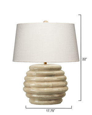 Soroban Mango Wood Table Lamp with Linen Shade