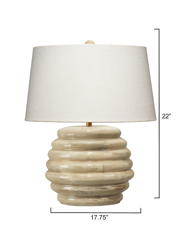 Soroban Mango Wood Table Lamp with Linen Shade