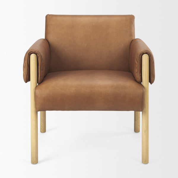 Ashton Brown Leather w/ Light Wood Accent Chair