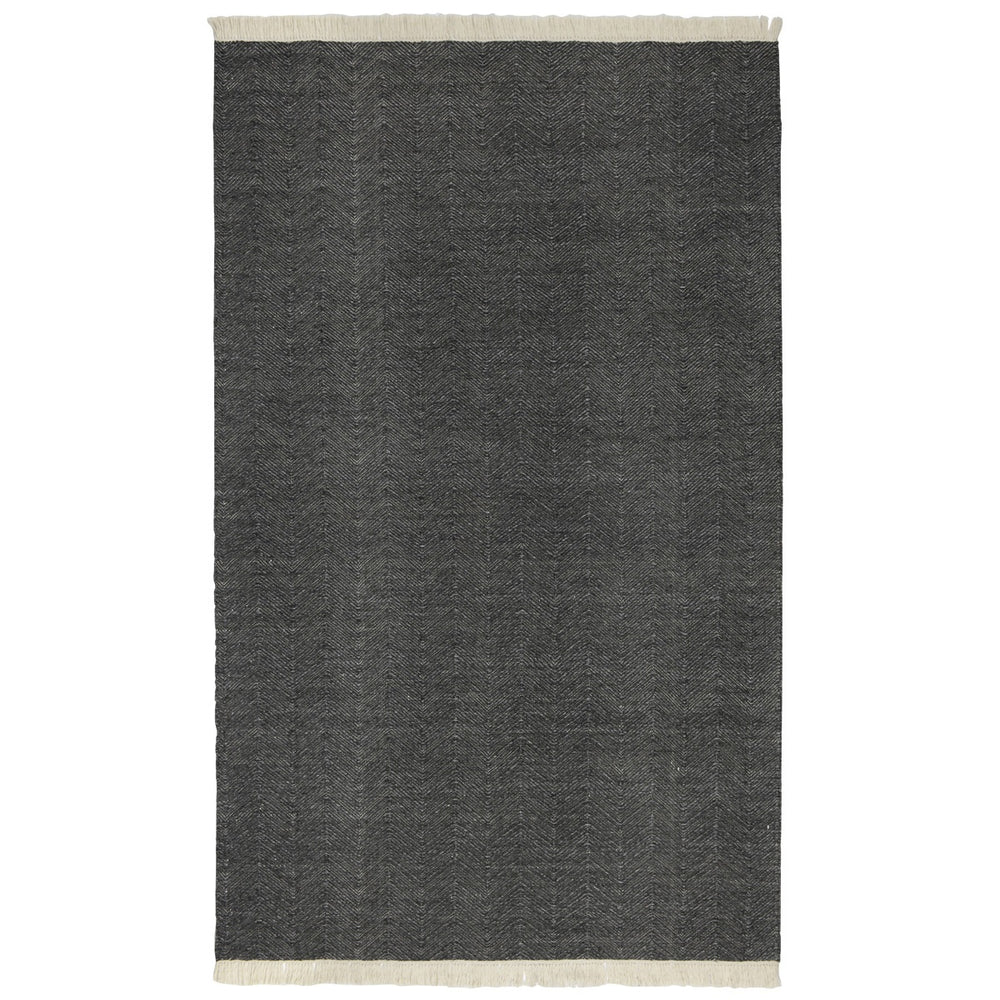 Indoor/Outdoor Augusta Rug - Charcoal 5'x8' with Fringed Ends