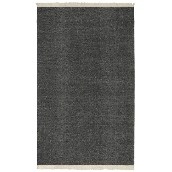 Indoor/Outdoor Augusta Rug - Charcoal 5'x8' with Fringed Ends