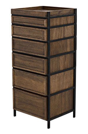 Seoul Tallboy Dark Walnut and Industrial Steel Chest of Drawers