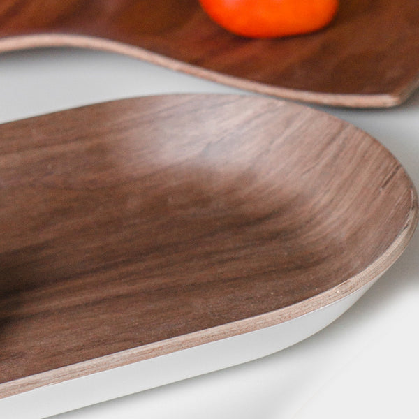 Wood Oblong Tray with White Bottom