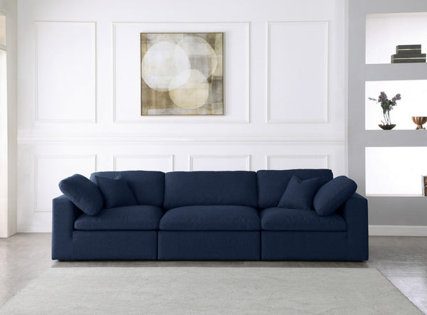 Carmen Cloud Modular Sofa In Navy Linen Fabric