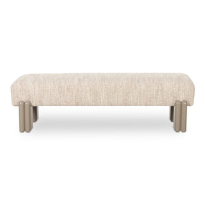 Priya Bench Off White with High-Gloss Iron Legs