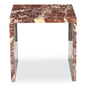 Rosa Accent Table in Rosso Levanto Marble