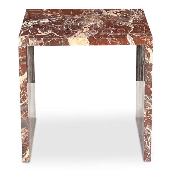 Rosa Accent Table in Rosso Levanto Marble