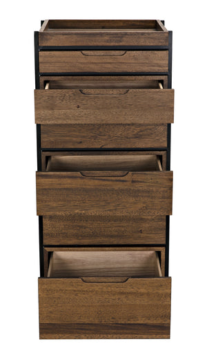 Seoul Tallboy Dark Walnut and Industrial Steel Chest of Drawers