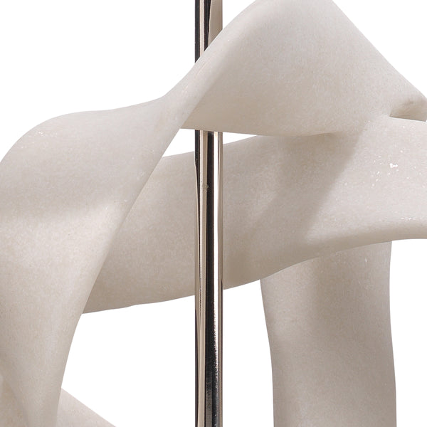 Intertwined Table Lamp with Linen Shade, White