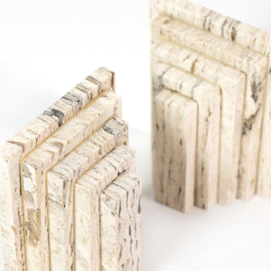 Stepped Bookends In White Travertine