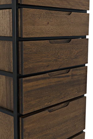 Seoul Tallboy Dark Walnut and Industrial Steel Chest of Drawers