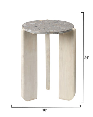 Quarry Wood and Terrazzo Stone Side Table