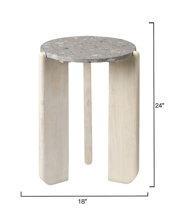 Quarry Wood and Terrazzo Stone Side Table