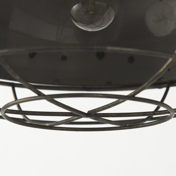 Zaio 12.5Lx 12.5W x 18.5H Weathered Antique Gold Metal Caged Bulb Pendant Light