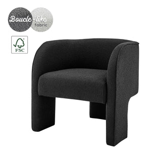 Matteo Fabric Accent Arm Chair In Boucle Black