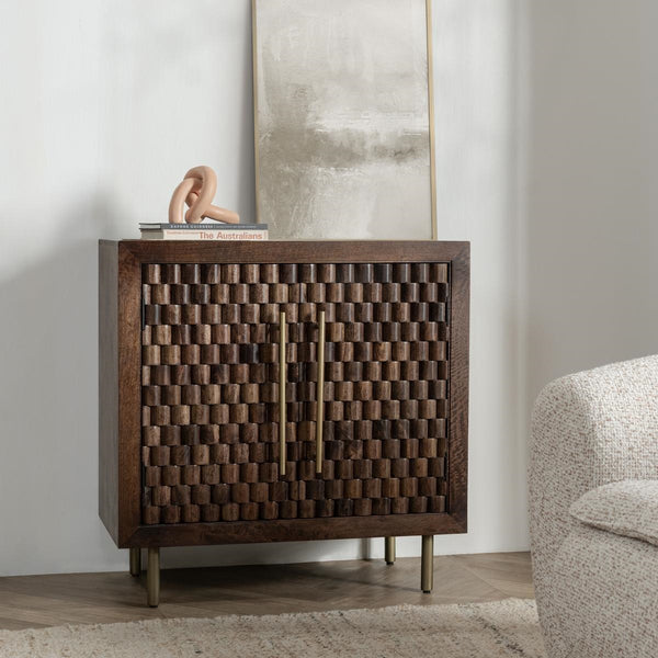 Norwood Solid Wood Cabinet with Brass Details