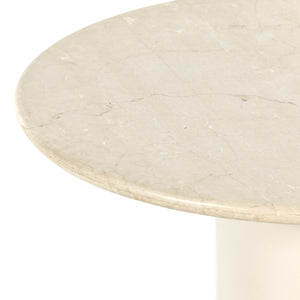 Belle Round Dining Table In Cream Marble