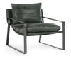 Morgan Leather Accent Chair with Iron Legs - Forrest Green