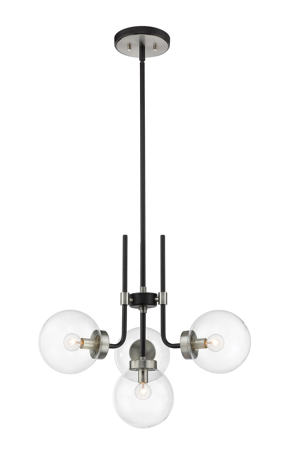 Parsons 4 Light Chandelier in Matte Black + Brushed Nickel Finish