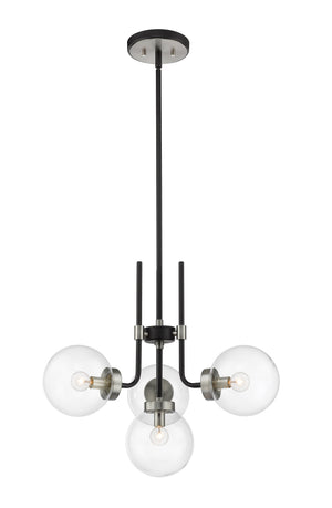 Parsons 4 Light Chandelier in Matte Black + Brushed Nickel Finish