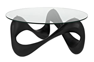 Orion Black Resin and Glass Coffee Table