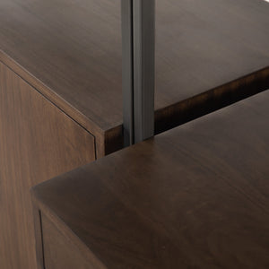 Trey Modular Wall Desk W/ 1 Bookcase - Auburn Poplar