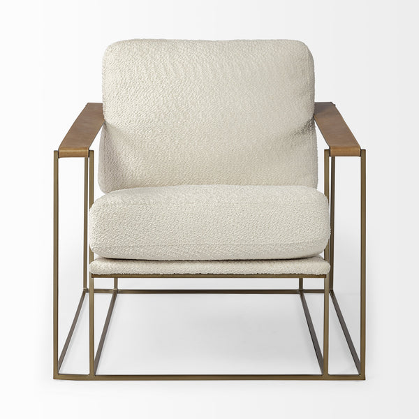 Watson Cream Fabric Wrap Gold Metal Frame Accent Chair